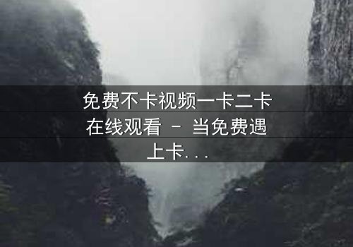 免费不卡视频一卡二卡在线观看 - 当免费遇上卡顿,谁在操控你的观影命运?
