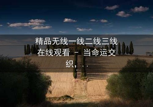 精品无线一线二线三线在线观看 - 当命运交织,谁将主宰这场都市风暴?