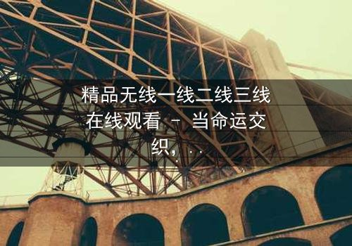 精品无线一线二线三线在线观看 - 当命运交织,谁将主宰这场无声的战争?