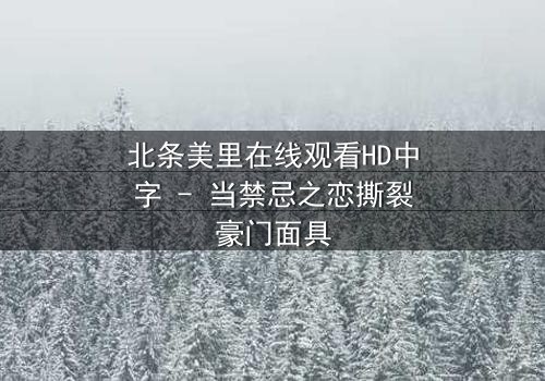 北条美里在线观看HD中字 - 当禁忌之恋撕裂豪门面具