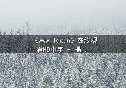 《www.16gan》在线观看HD中字 - 揭开数字迷宫的致命诱惑