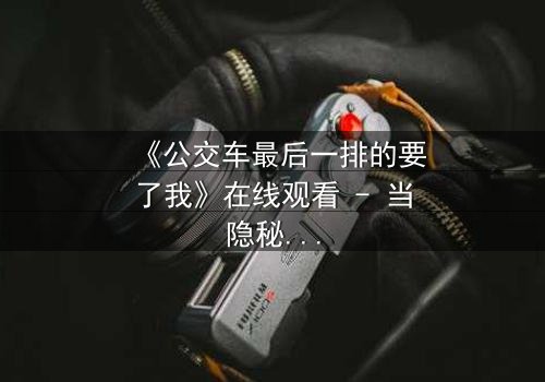 《公交车最后一排的要了我》在线观看 - 当隐秘角落成为命运转折点