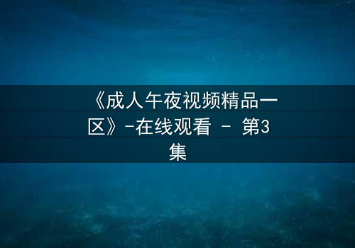 《成人午夜视频精品一区》-在线观看 - 第3集